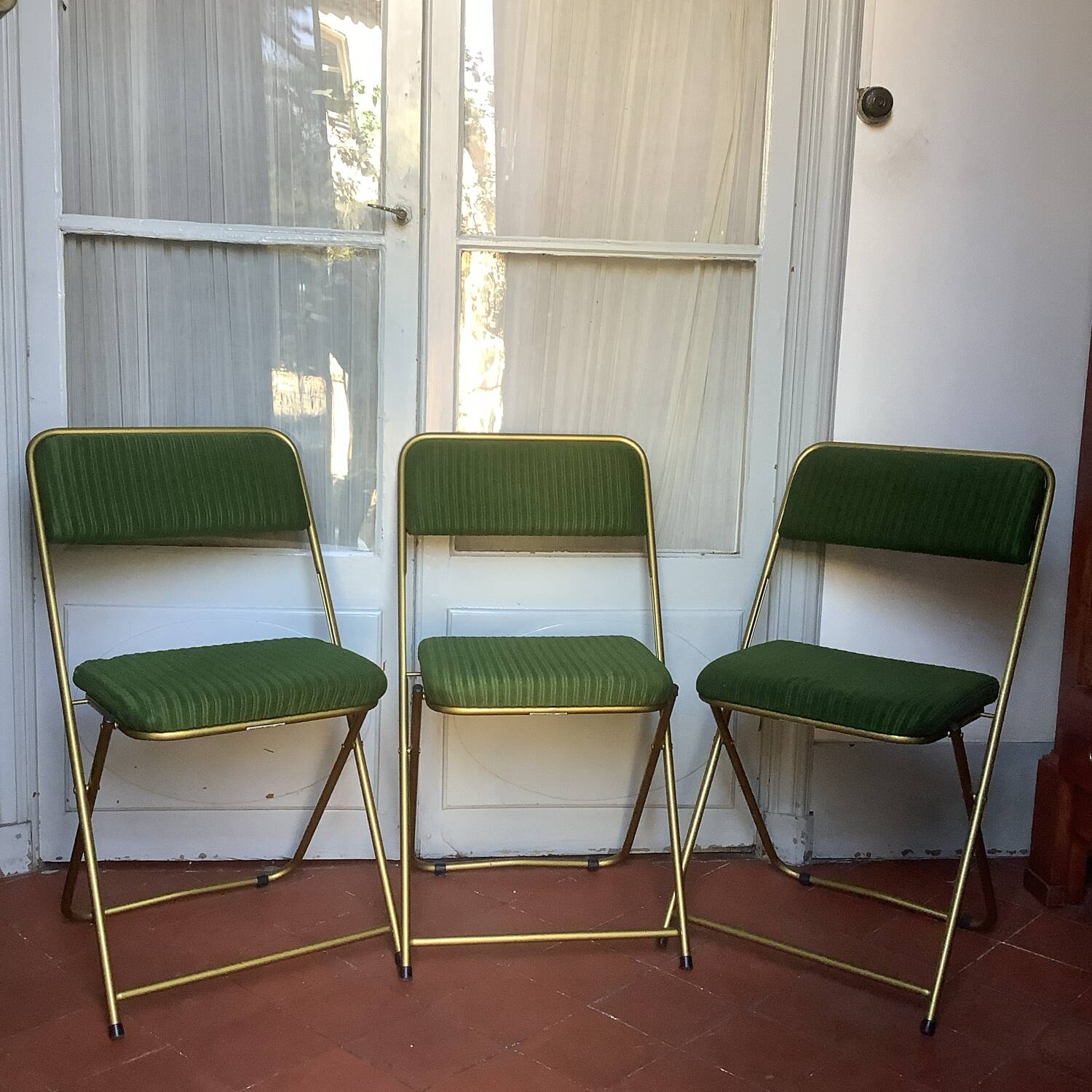 Set of 3 Lafuma 1970 folding chairs