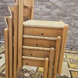 4 chaises en paille dans le style Charlotte Perriand 1970 vintage