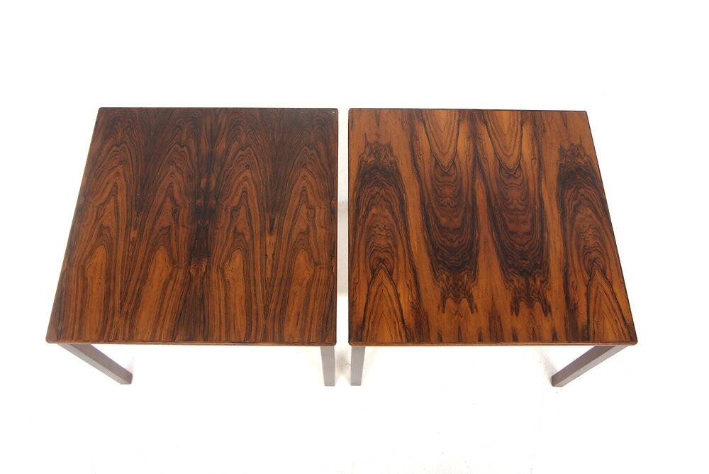 Set of 2 Scandinavian bedside tables in rosewood, Sweden, 1960.