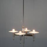Machine Age Nickel-Plated 4-Flamming Chandelier, 1920s