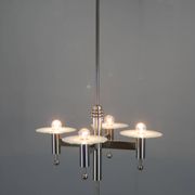 Machine Age Nickel-Plated 4-Flamming Chandelier, 1920s