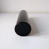 Black opaque glass vase with minimalist style copper inlays