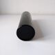 Black opaque glass vase with minimalist style copper inlays