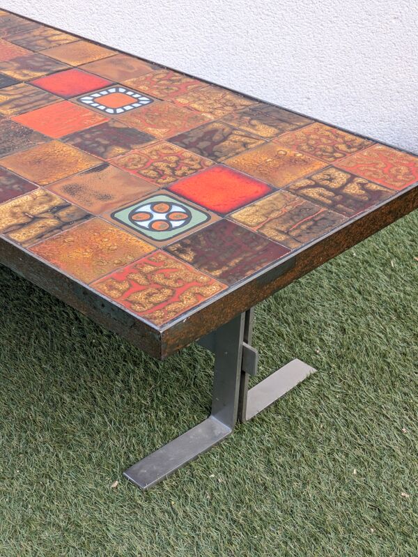 Table basse vintage en céramique de Jean Gregorieff pour Roche Bobois