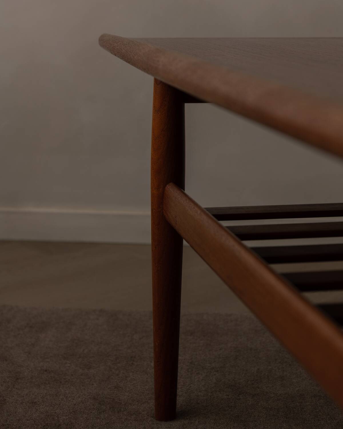 Danish Teak Coffee Table with Slatted Shelf, Grete Jalk 1960s