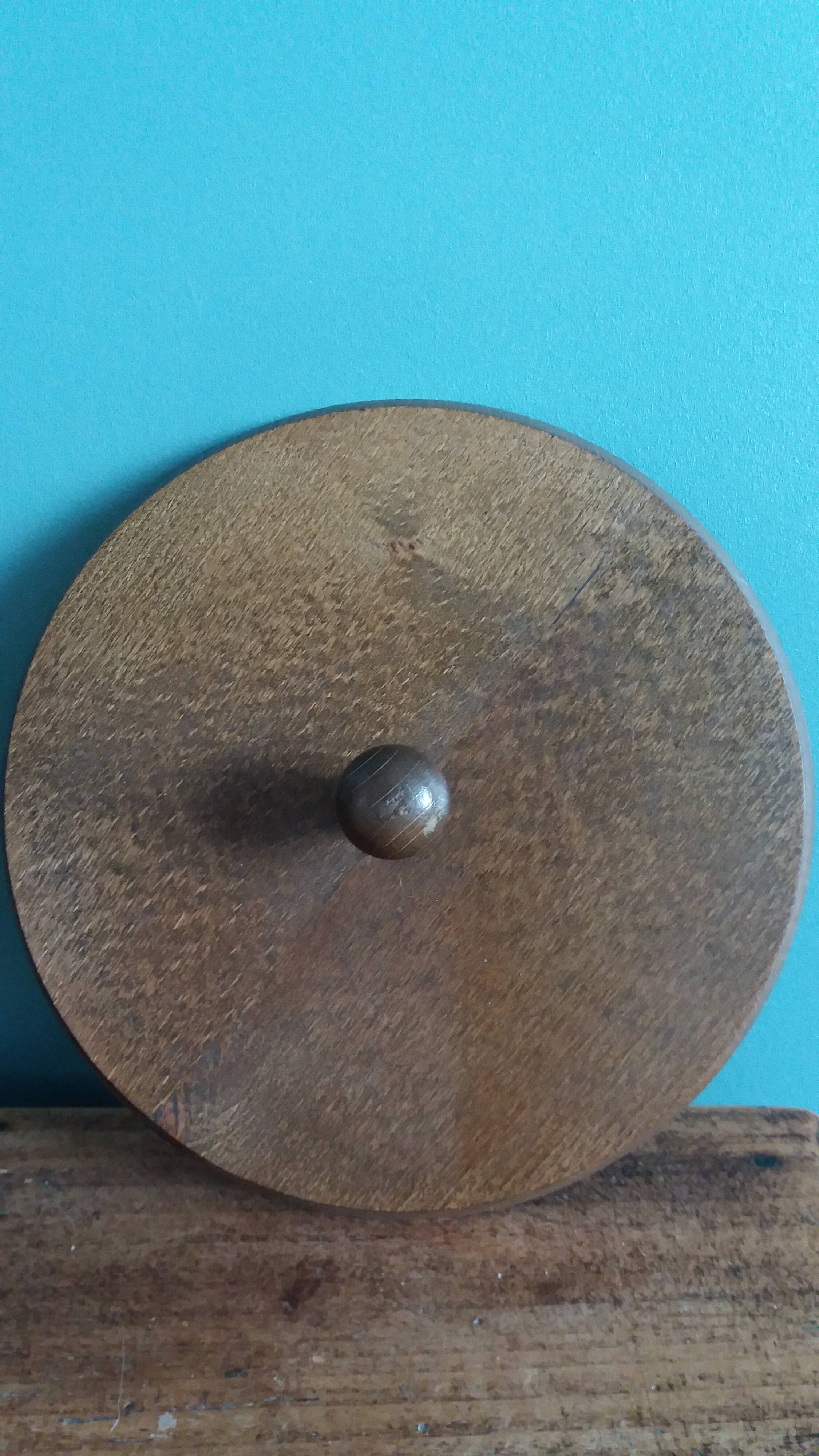 Ceramic and wood covered pot/tabletop bin