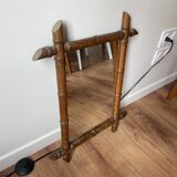 Miroir en bois faux-bambou