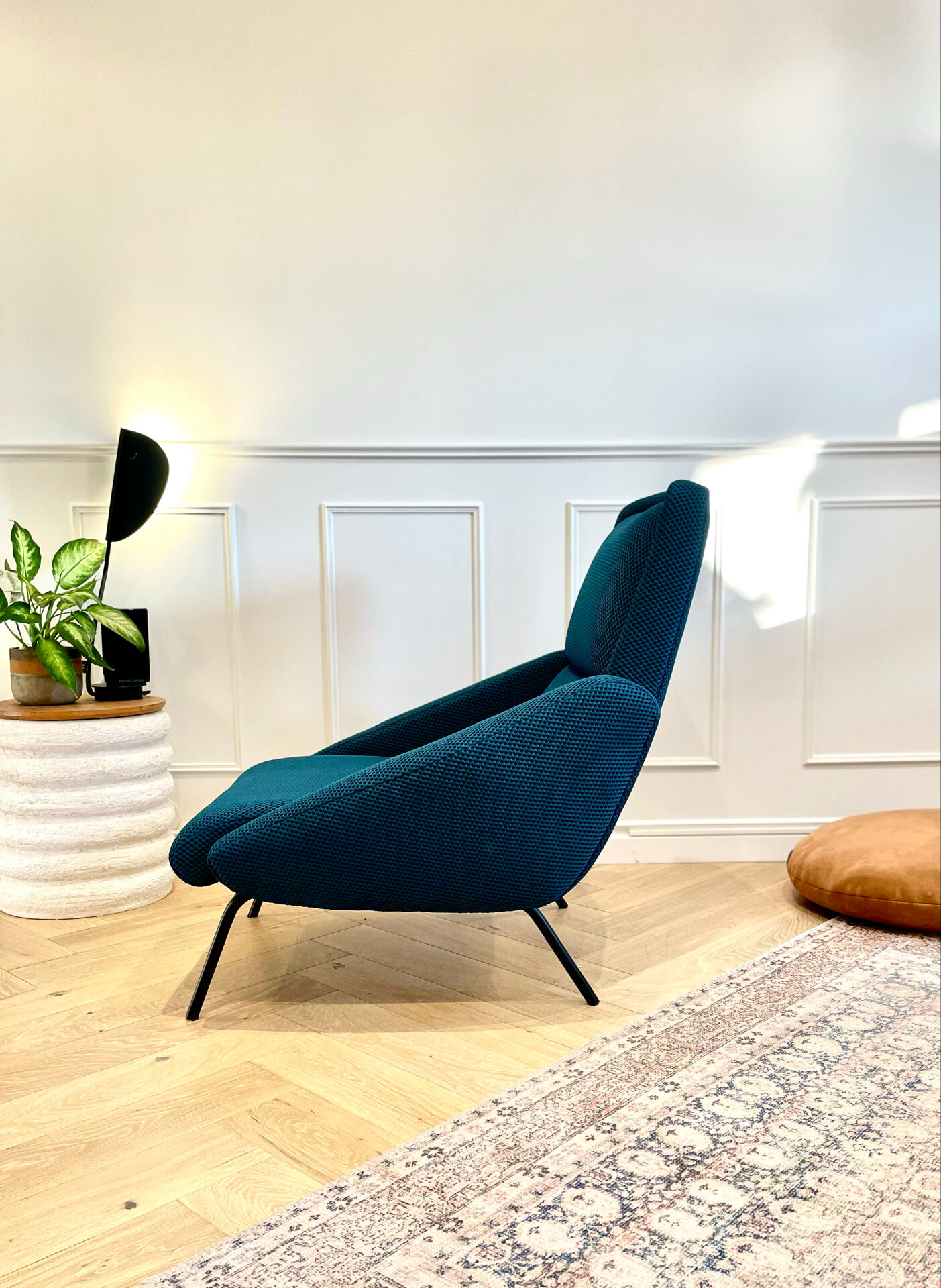 Fauteuil vintage Guermonprez, estampillé - maille 3D Bleu pétrole – De