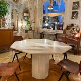 Octagonal travertine table 1970