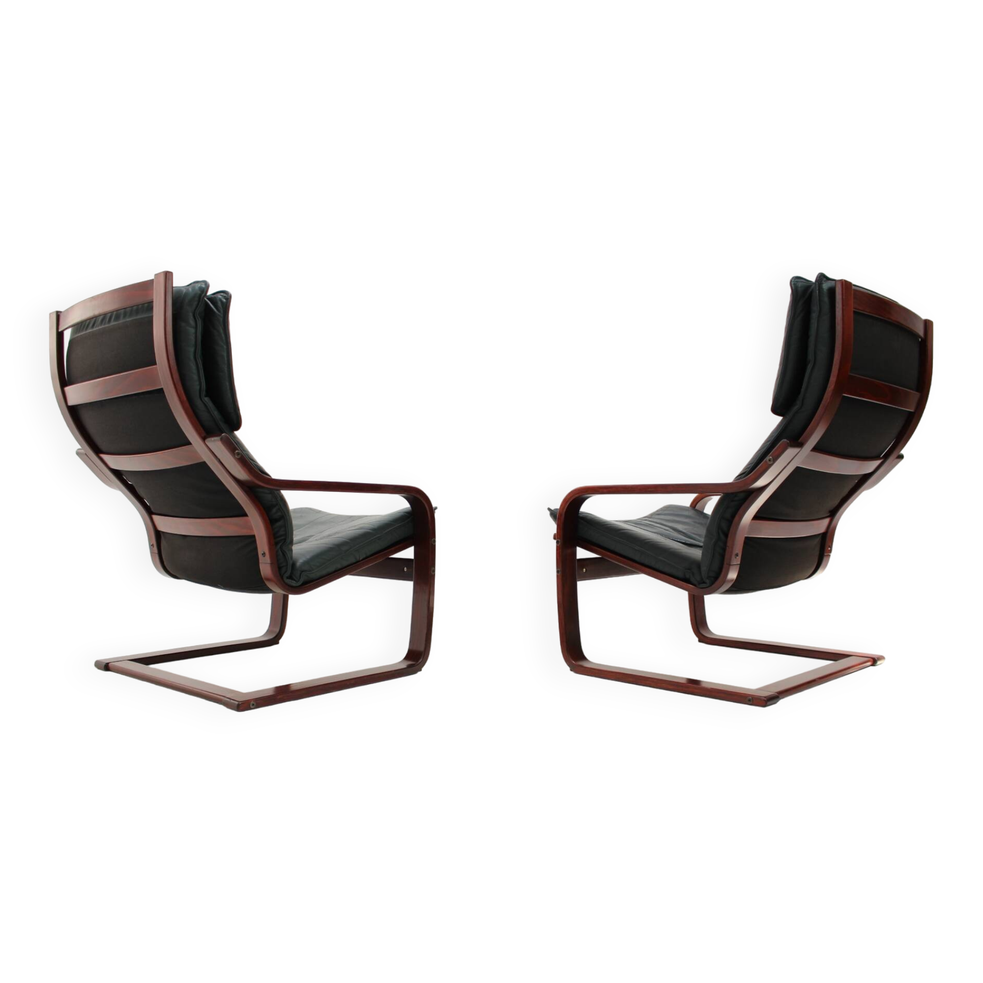 Set of Two Leather Armchairs by IKEA, Sweden, 1980's