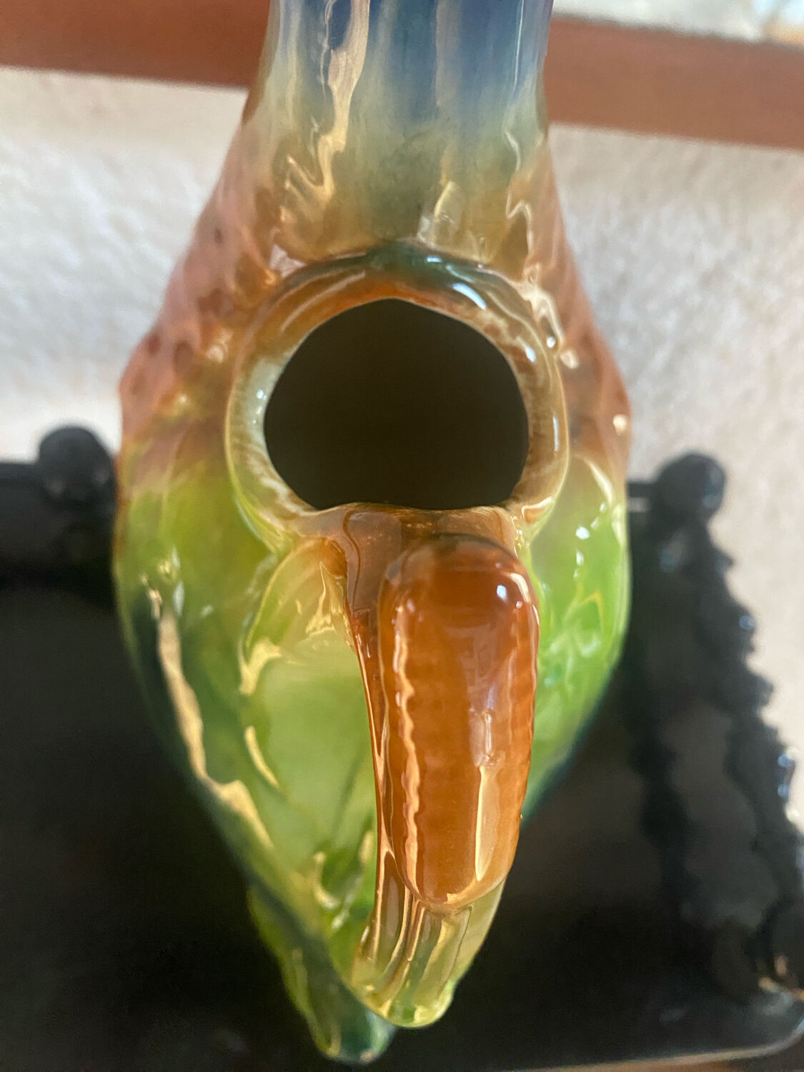 Saint Clément barbotine green duck jug