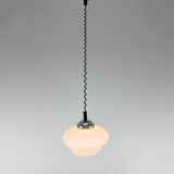 Mid-century adjustable milk glass suspension