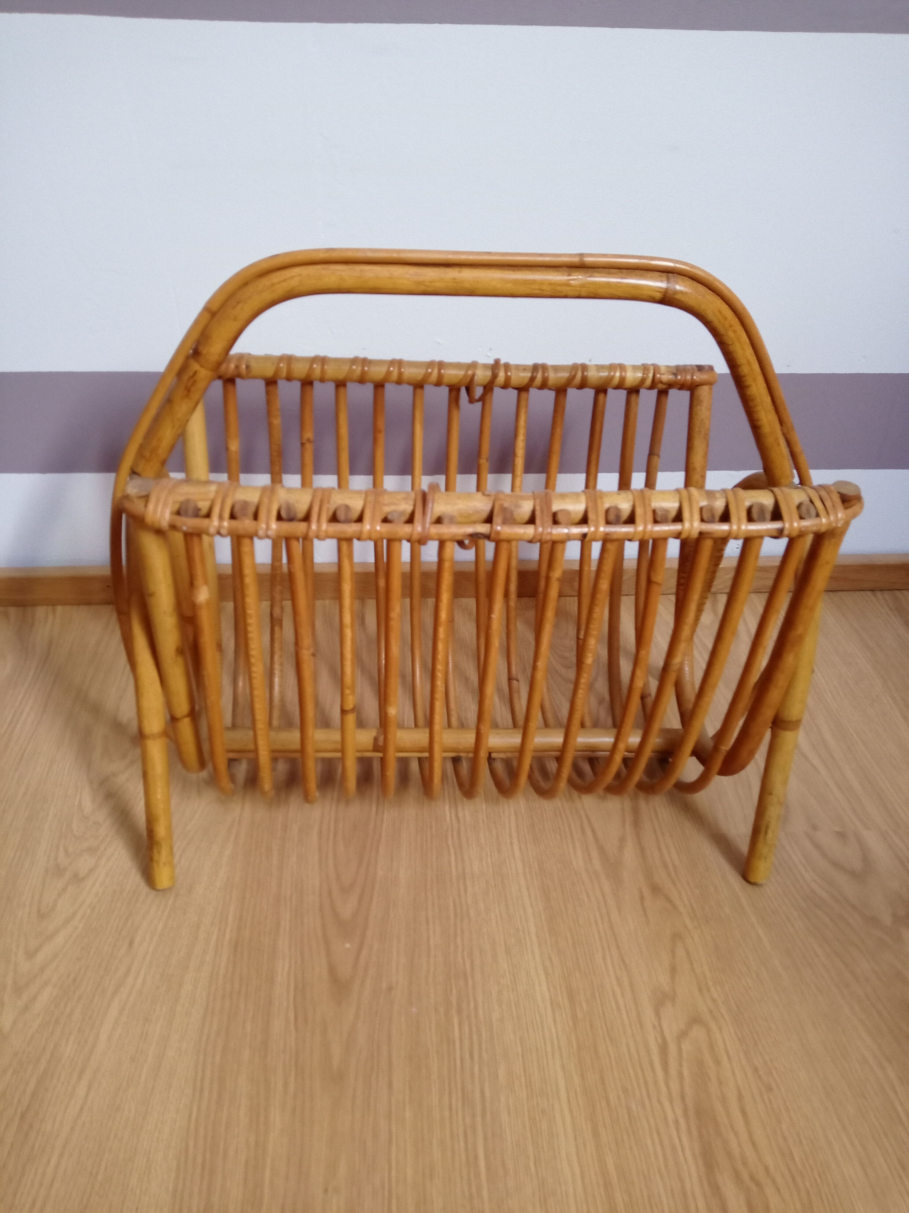 Vintage rattan magazine holder