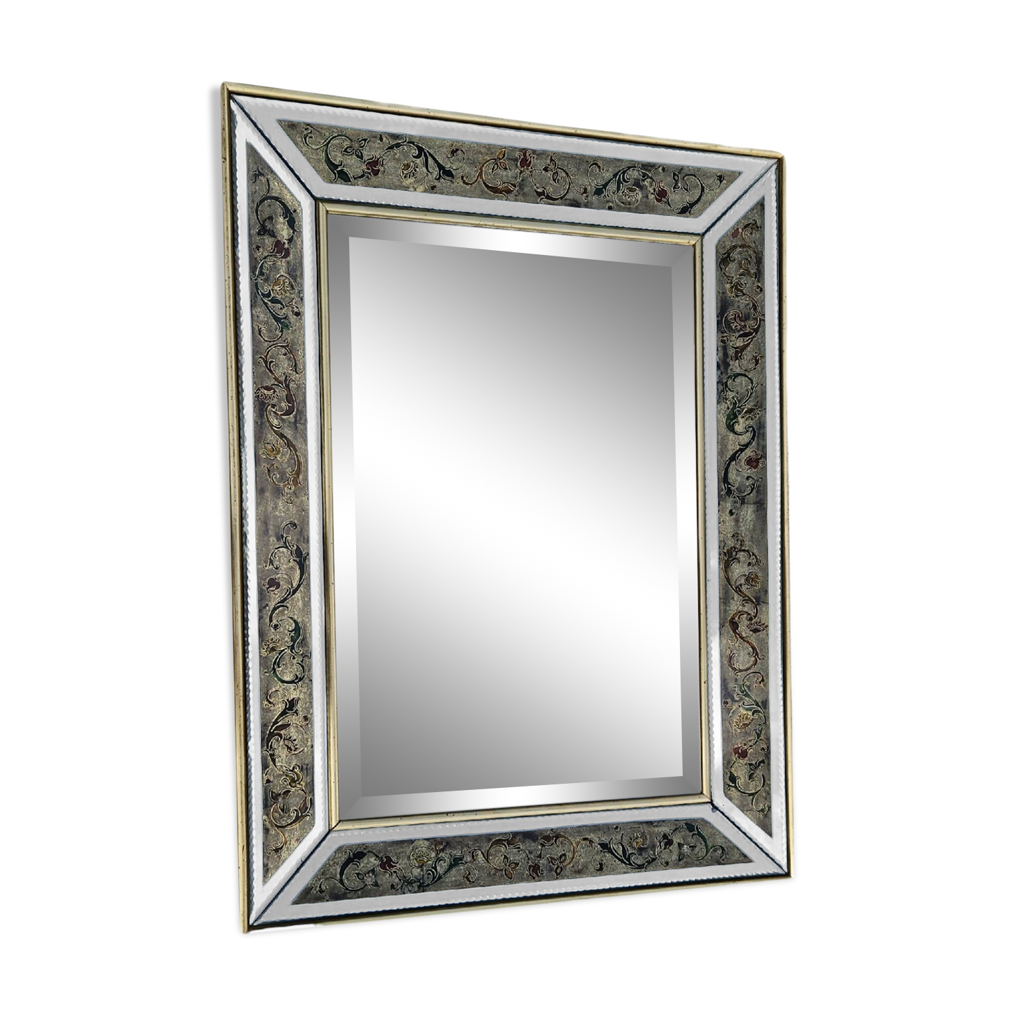 Venice mirror with engraved glass and floral decoration