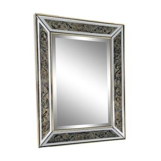 Venice mirror with engraved glass and floral decoration