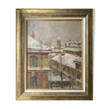 Painting by Jules Merle1939 "The roofs of snowy Paris" Notre Dame des Champs