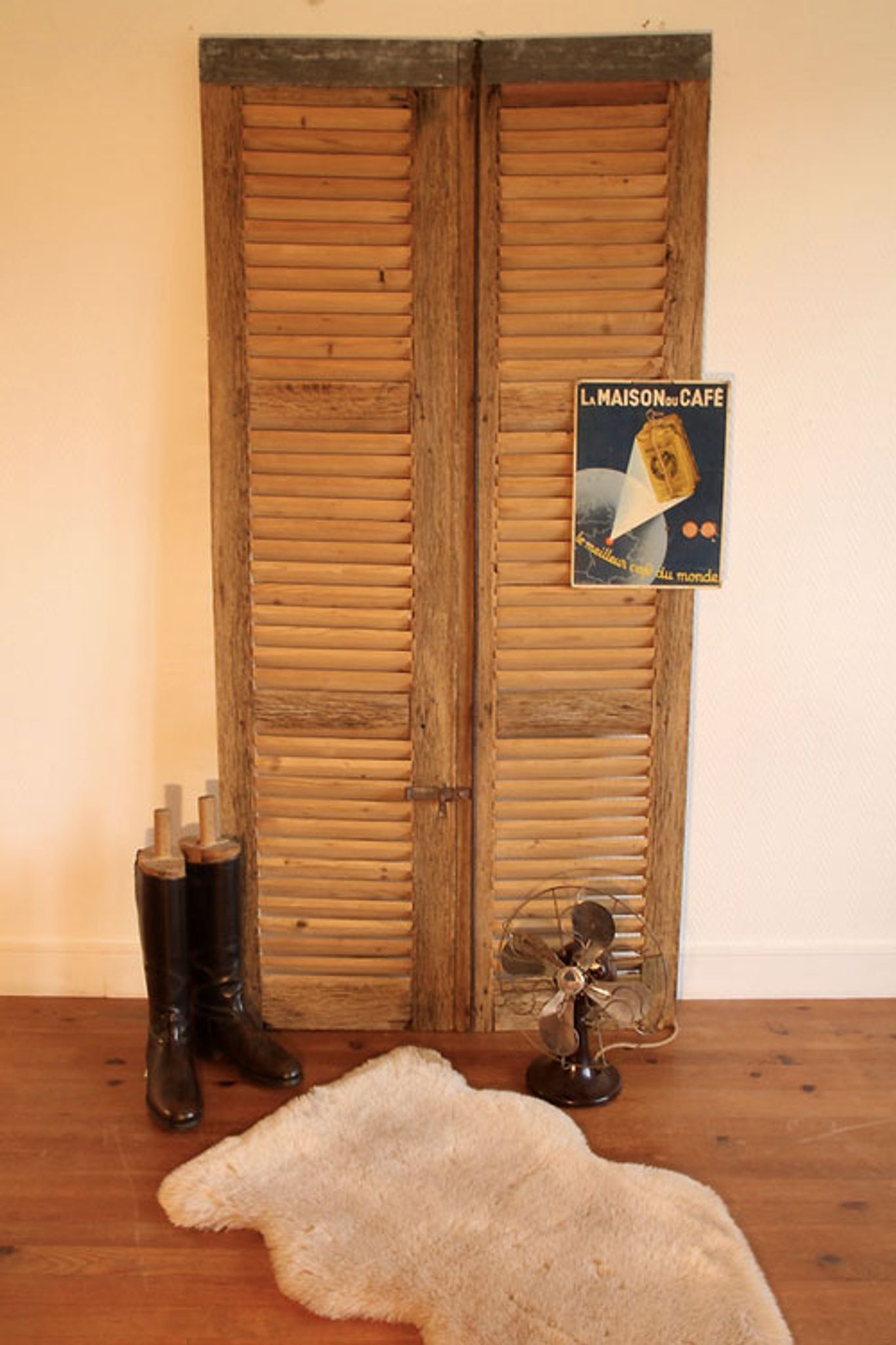 Pair of pickled wooden shutters