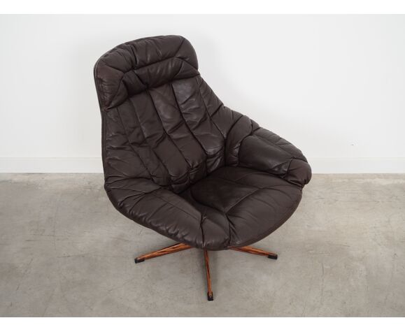 Leather swivel armchair, Danish design, 1960s, designer: H.W. Klein, production: Bramin