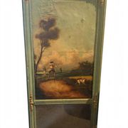 Antique trumeau with hunting scene - Oil on canvas and mirror - Panel