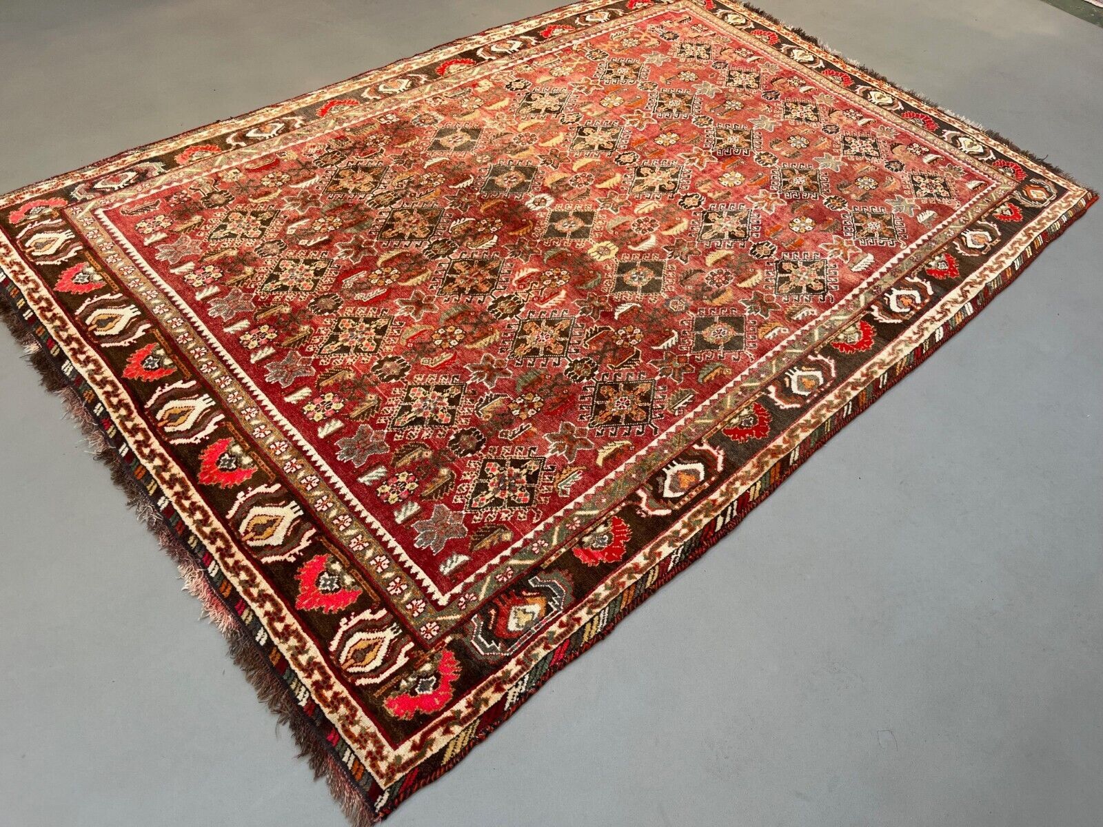 Tapis Abadeh vintage traditionnel 250x169 cm, tapis oriental fait main.