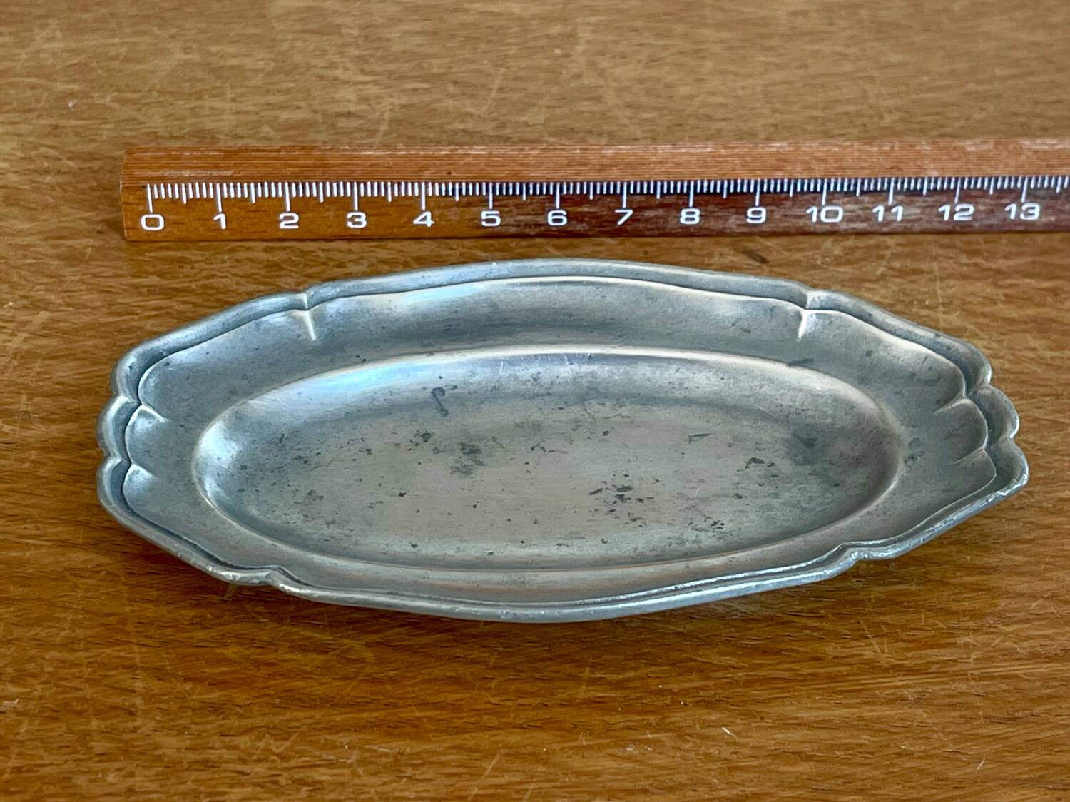 Miniature pewter dish for dinette