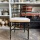 Napoleon III chair in blackened wood and beige fabric
