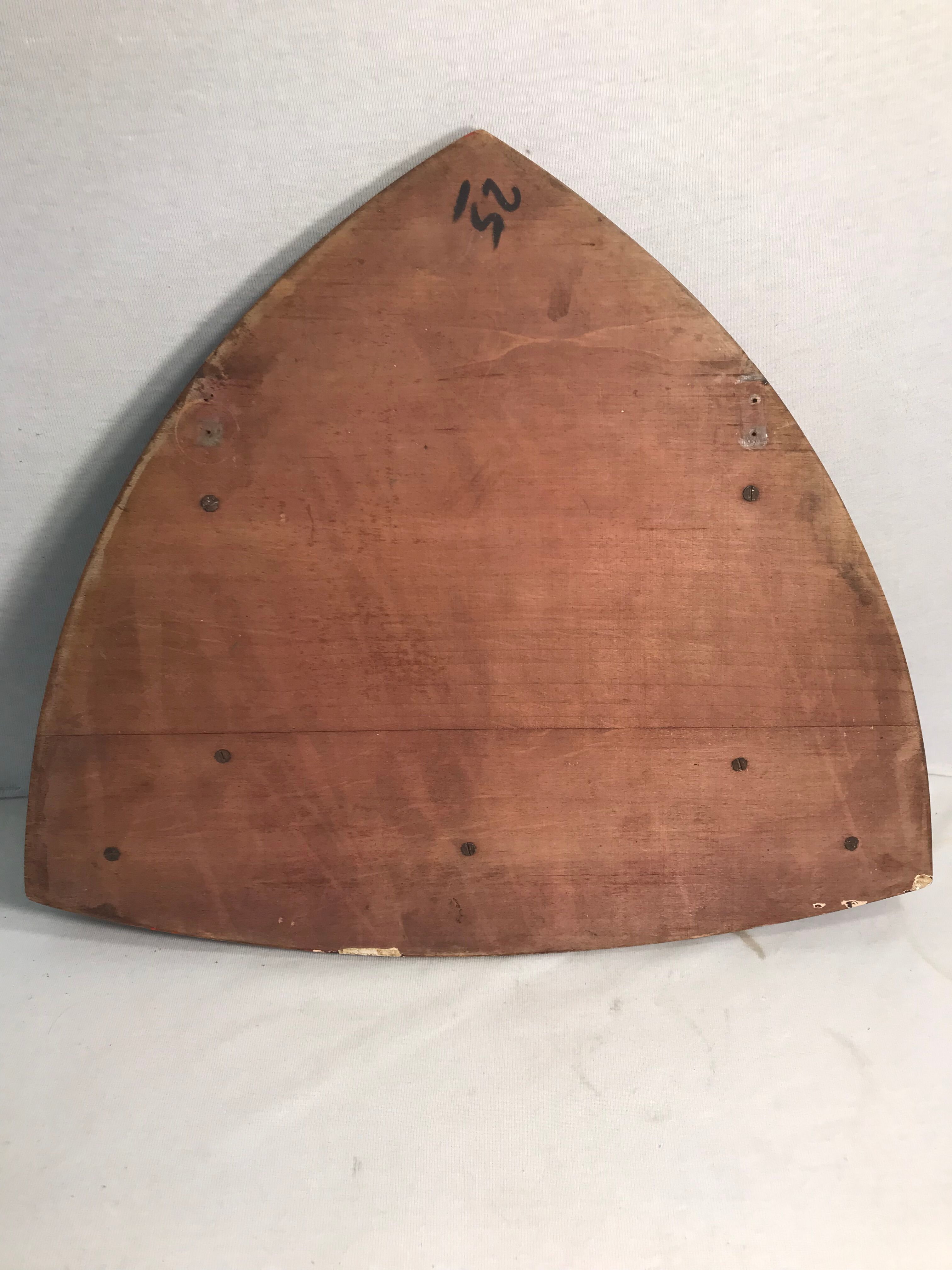 Wall shelf wooden seaside scene engraved