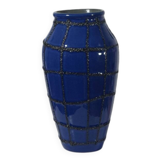 Vintage ceramic vase in fat lava style, Memphis spider web.