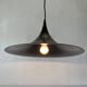 Black metal pendant lamp with trumpet design, 1960s, Italy.