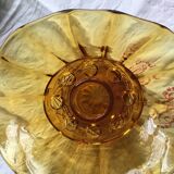 1920s amber glass vase with integrated flower spike