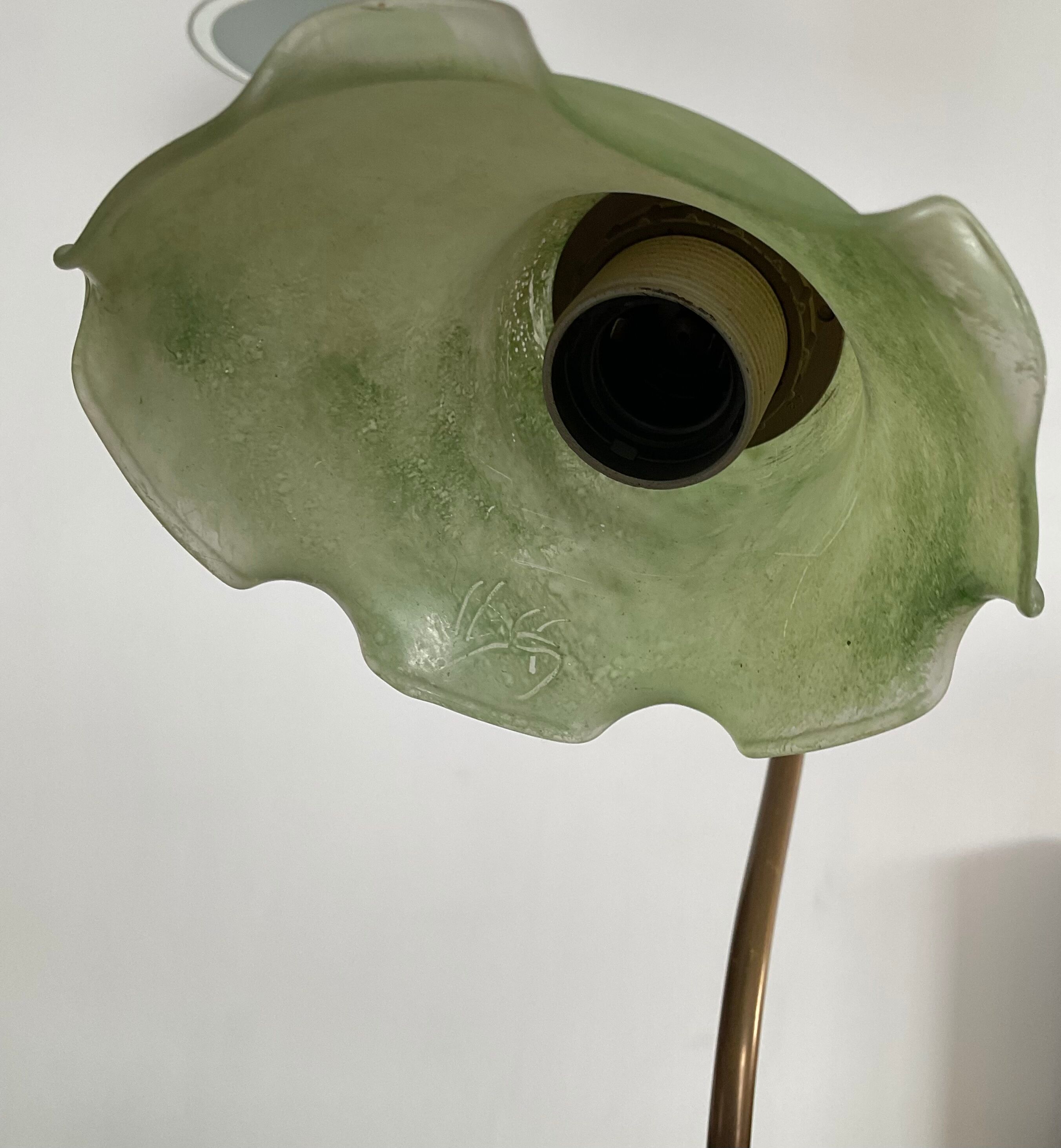 Vintage Kaelle lamp signed in brass and glass paste 70s