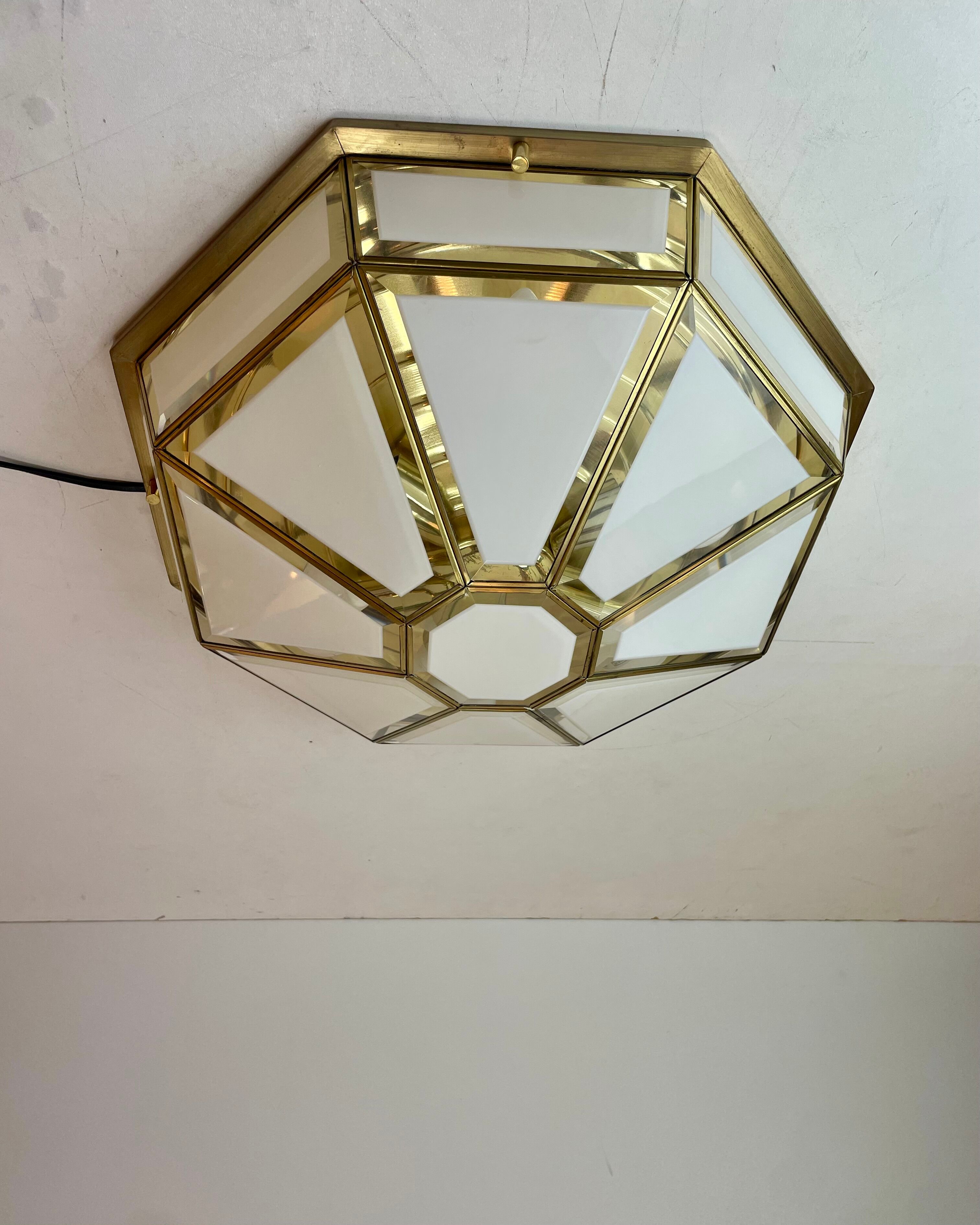 Hollywood Regency, Brass, Ceiling Lamp by Deknudt, Belgium, 1980s