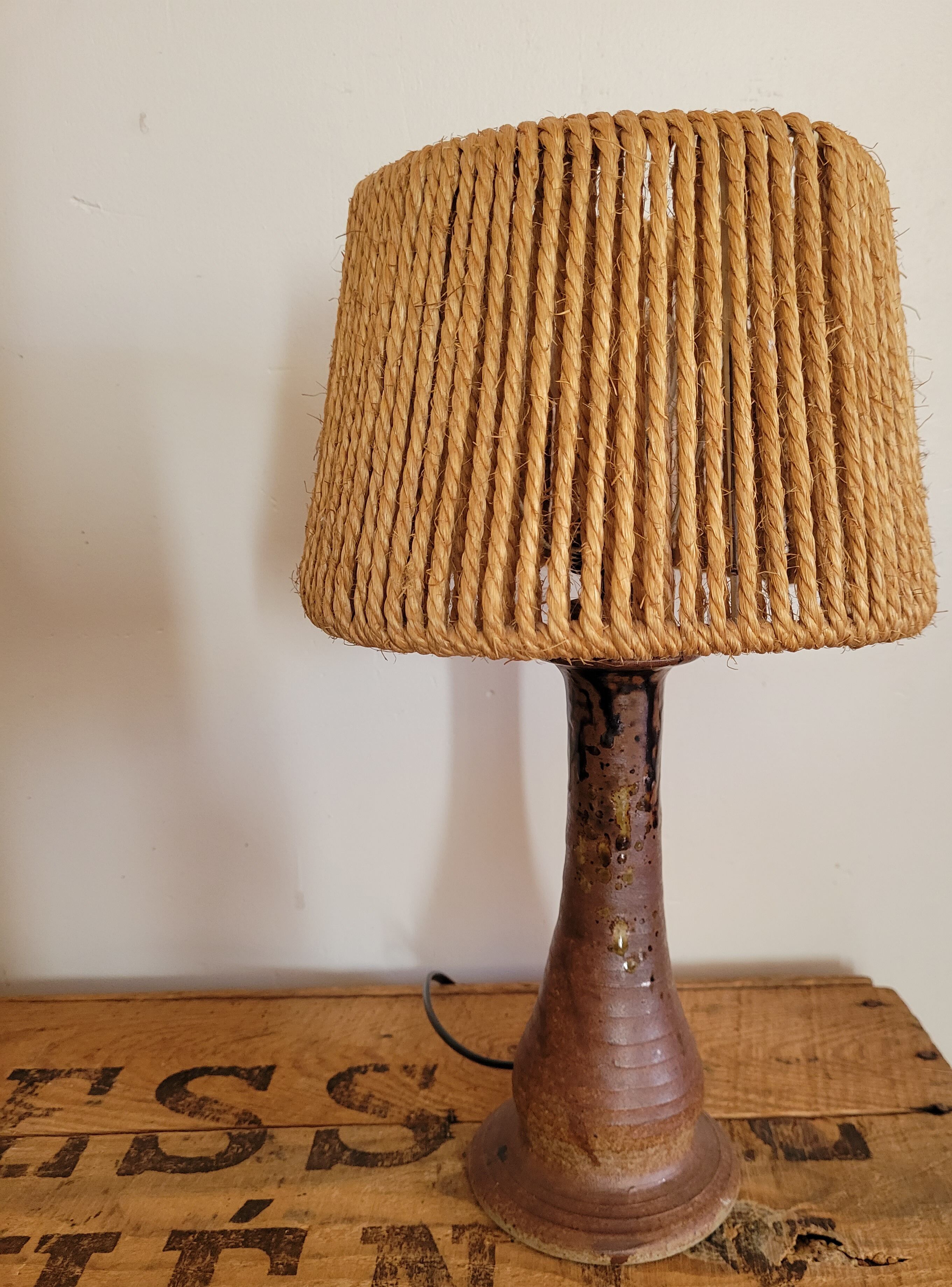 Stoneware and rope lamp