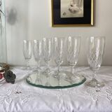 6 engraved antique champagne flutes