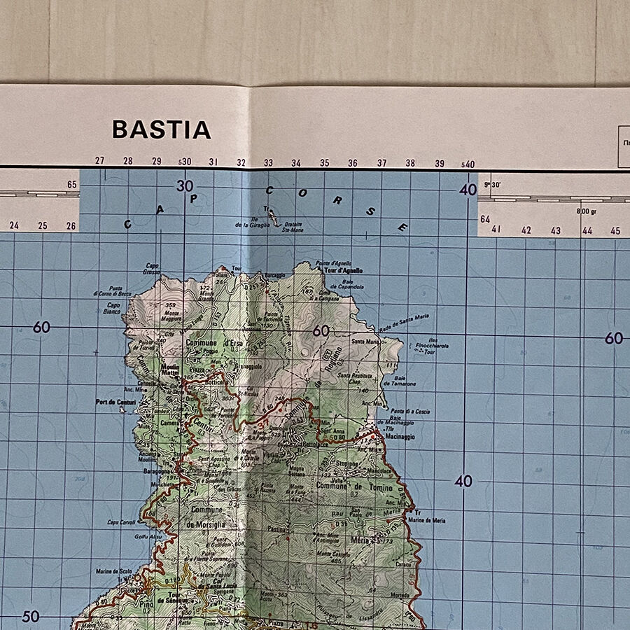 Map Bastia Cap Corse 1981