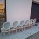 Set of 6 Louis XVI style patinated medallion chairs.