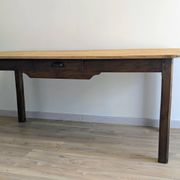 Ancienne table de ferme en bois massif patiné - 178 cm