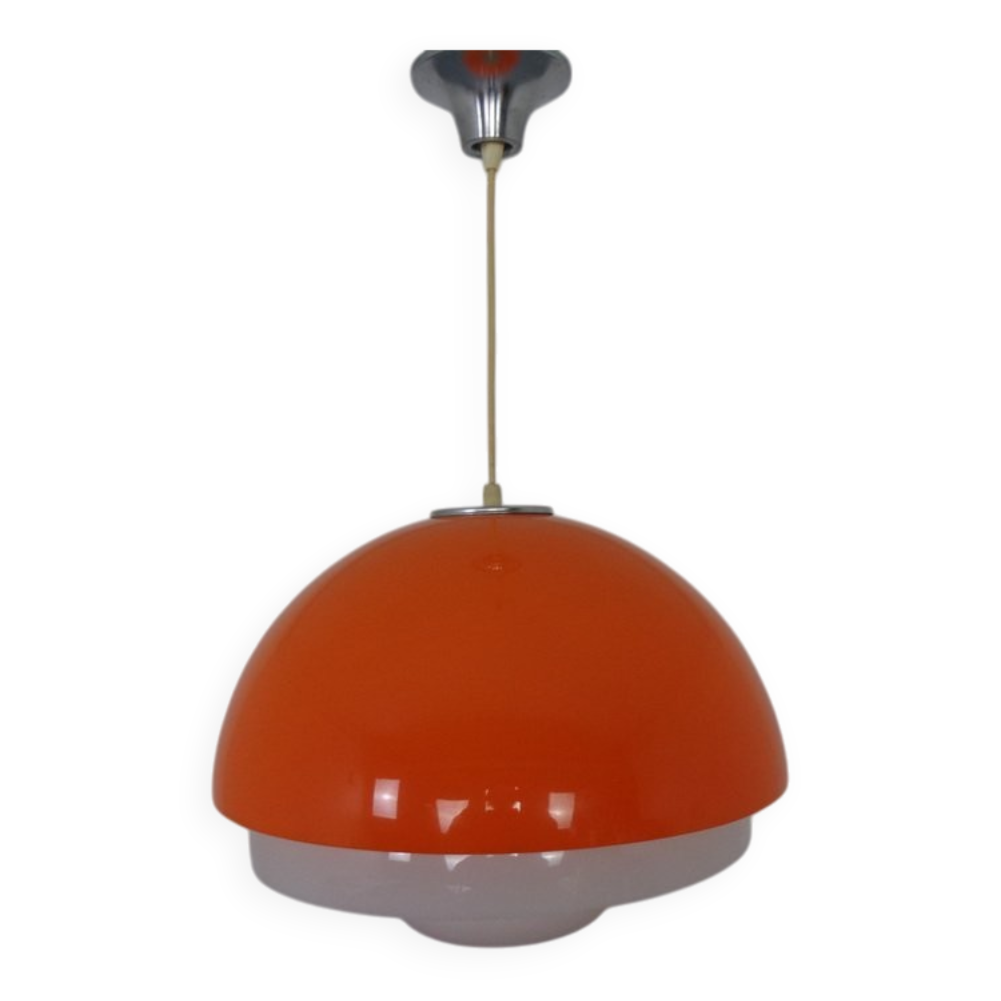 Space Age Orange & White Ceiling Lamp, Italy, 1970s