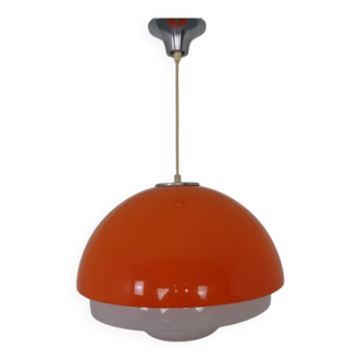 Space Age Orange & White Ceiling Lamp, Italy, 1970s