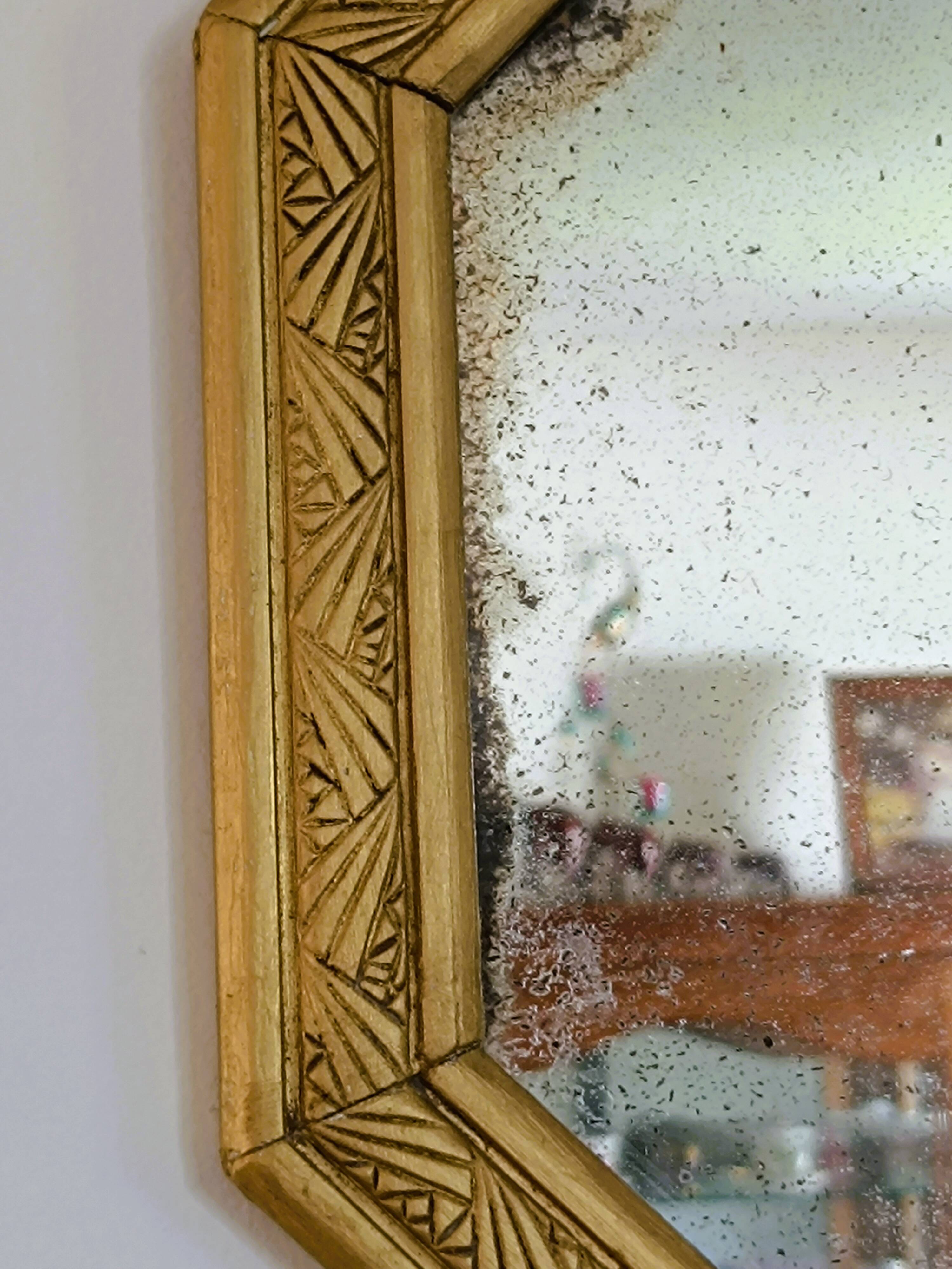 Small octagonal art nouveau mirror