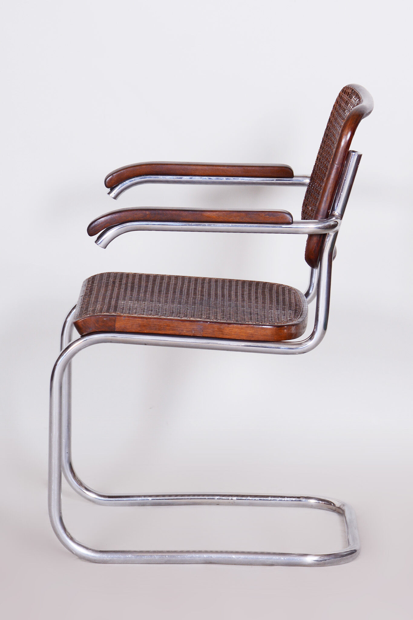 Restored Bauhaus Armchair, Marcel Breuer, Thonet, Beech, Chrome, Germany, 1930s