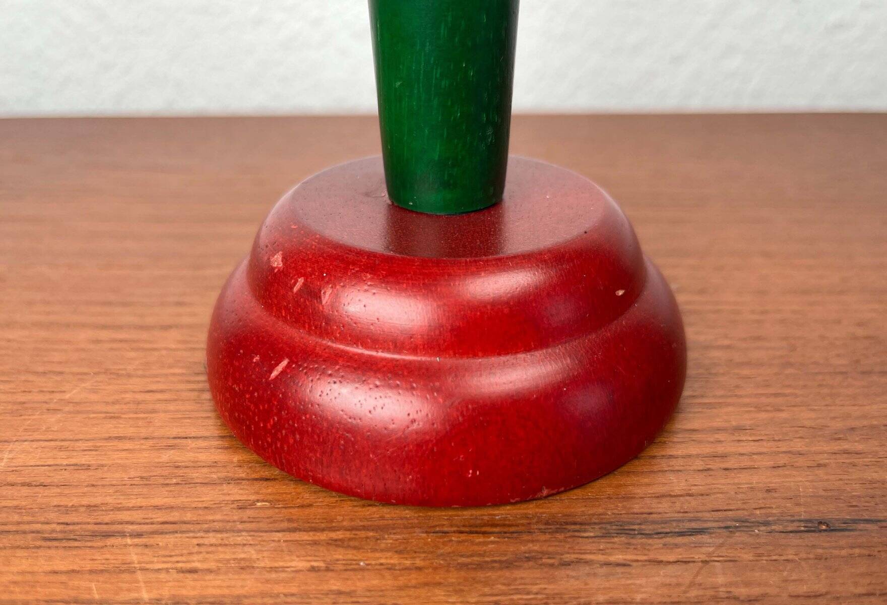 Postmodern yellow, green, red wooden chandelier Monokel by Ikea, 1980s.