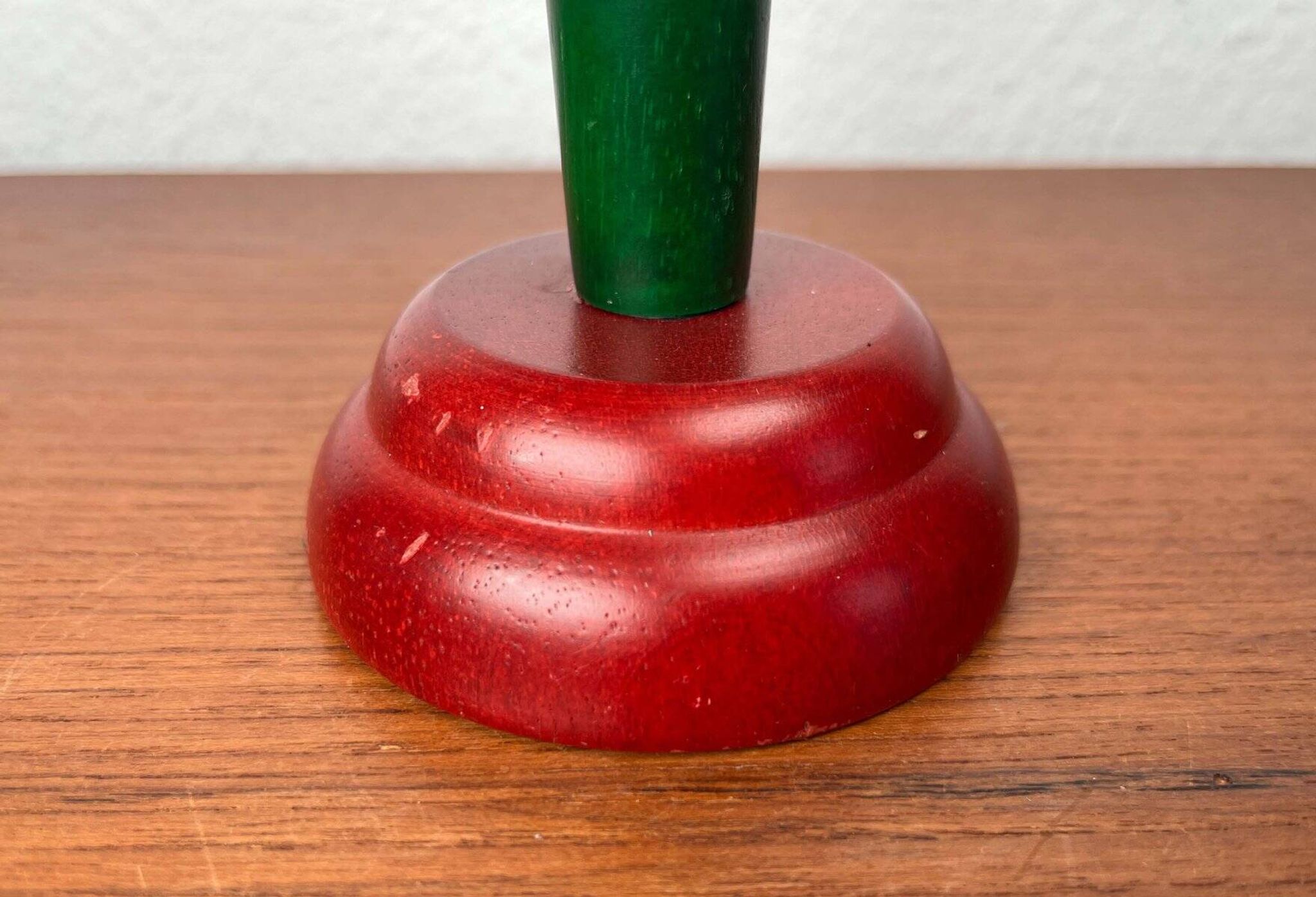 Postmodern yellow, green, red wooden chandelier Monokel by Ikea, 1980s.