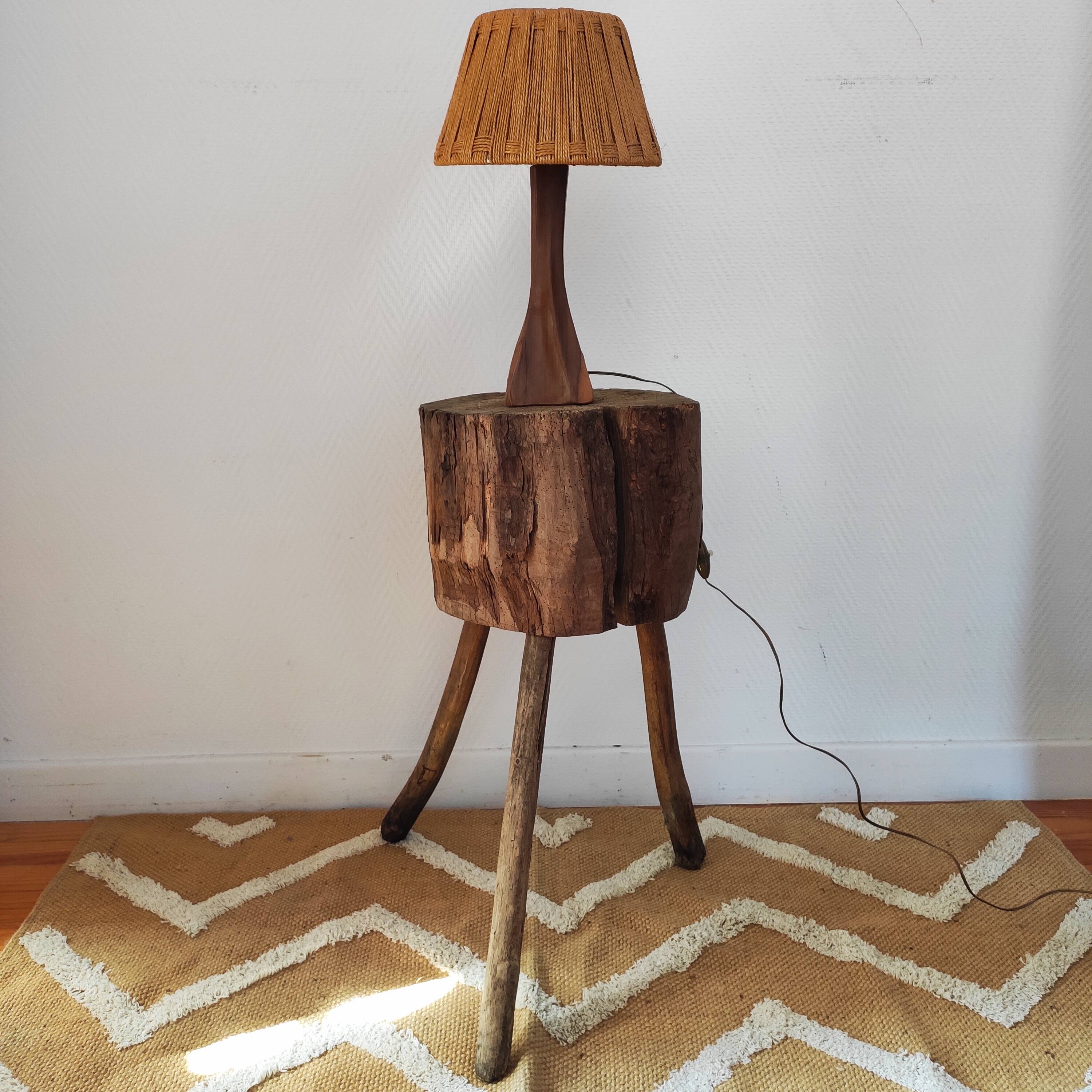Brutalist side table - Former solid wood farm block