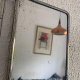Vintage 1940s chocolate chrome barber triptych mirror - 21 x 49 cm