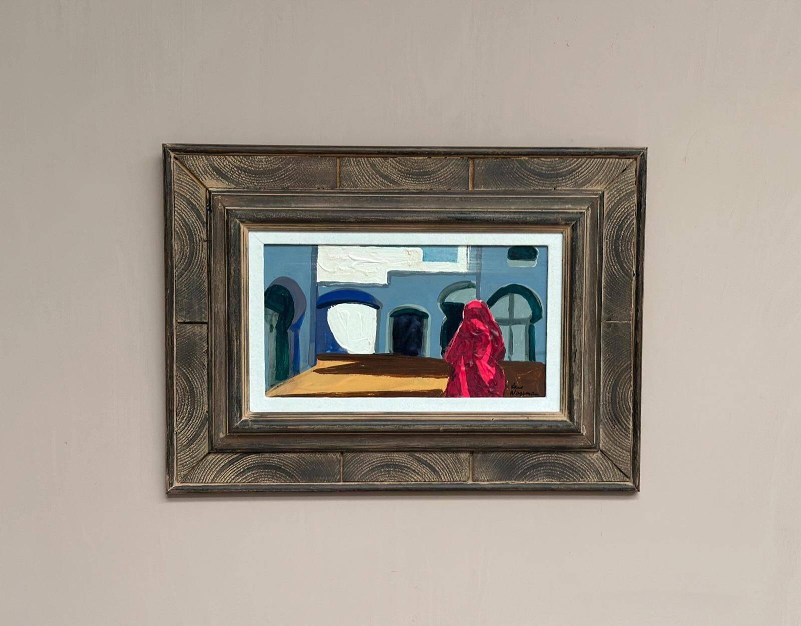 Huile sur panneau suédoise d'époque mi-siècle – « Motif du Sud » par Lars Norrman – Vintage et encadrée