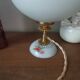 Opaline lamp & retro chic flowers, unique upcycled creation