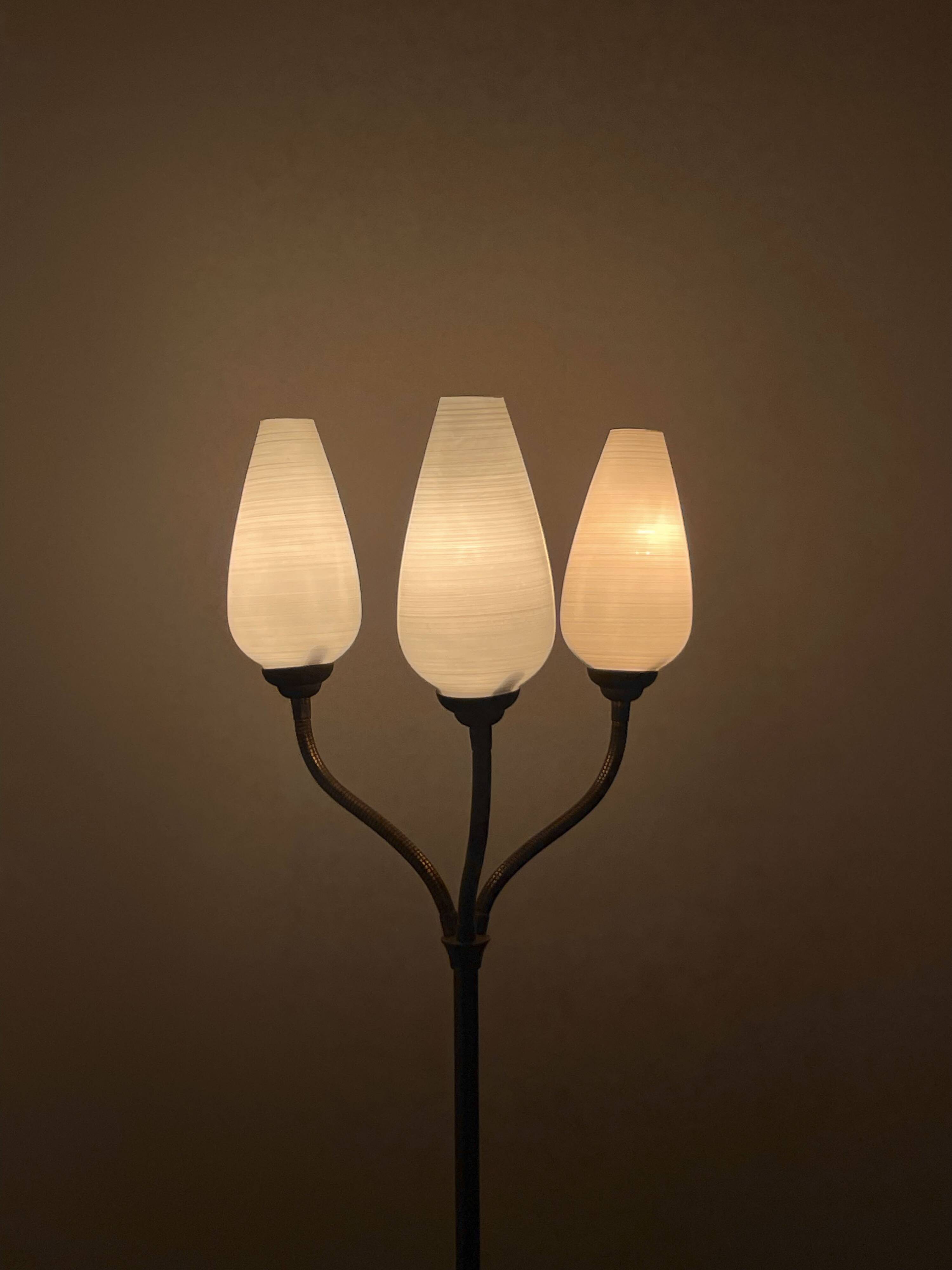 Three-flute floor lamp, circa 1950