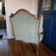 Vintage Louis XV style wing chair, light green velvet