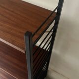 Wired metal and wood library, 1960s design